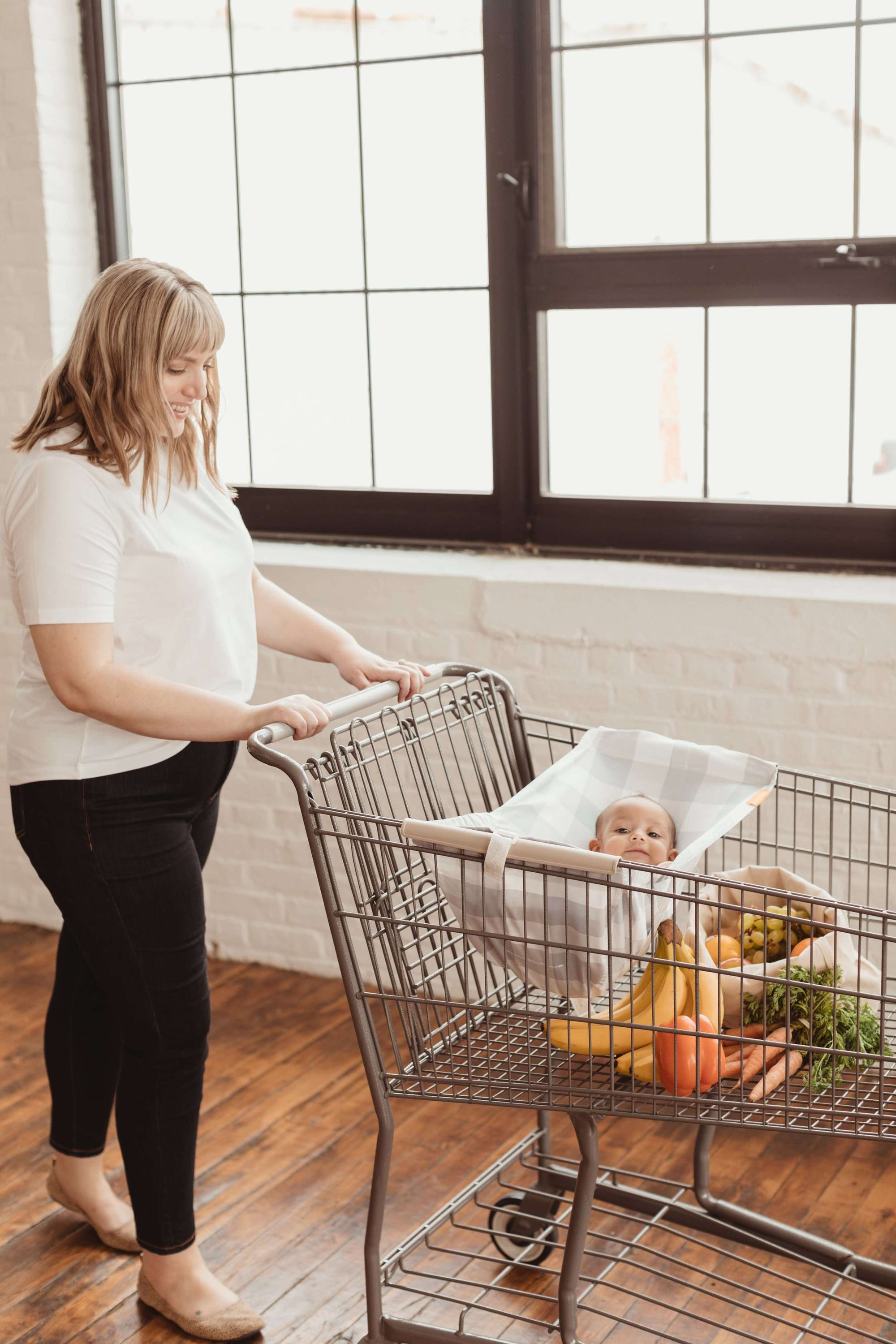 Baby Shopping Cart Hammock | Buffalo Check Pattern