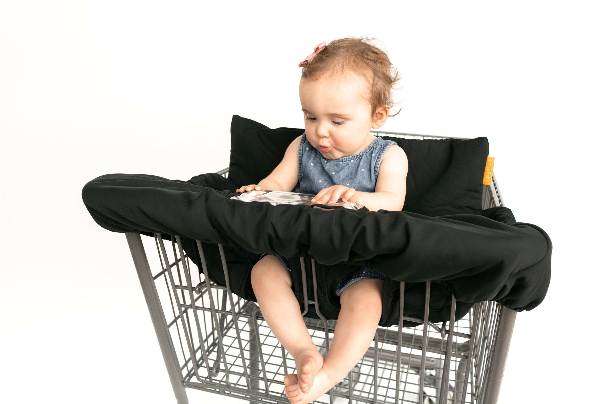 Baby Shopping Cart Cover - Black Fabric - happy baby