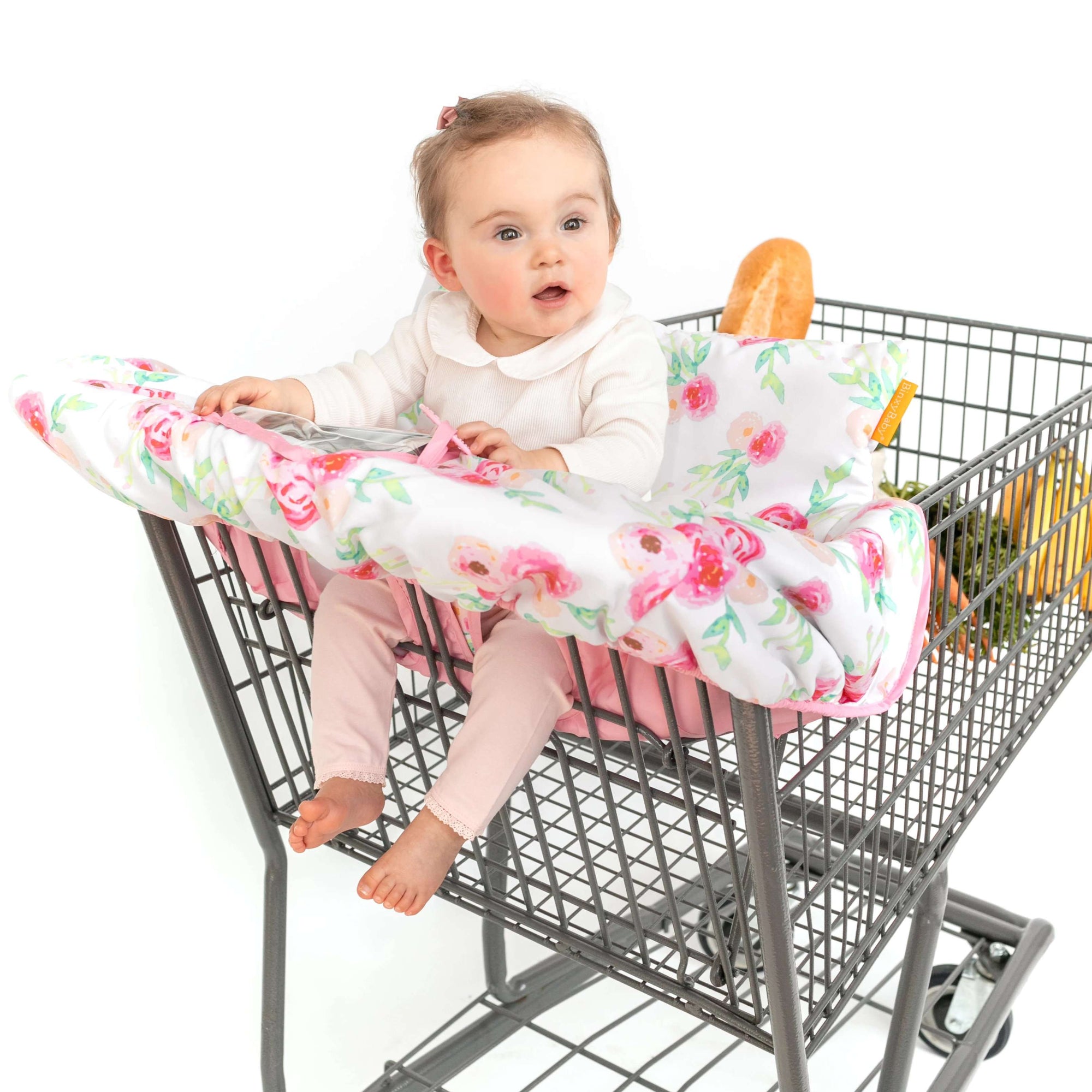 Baby Shopping Cart Cover - Full Bloom Watercolor Floral Print - happy baby