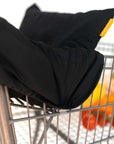 Baby Shopping Cart Cover - Black Fabric - secure clips for 360 degree germ barrier around the cart