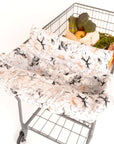 Baby Shopping Cart Cover - Coming Up Roses Beautiful Floral Print - clear plastic pouch with attached toy rings