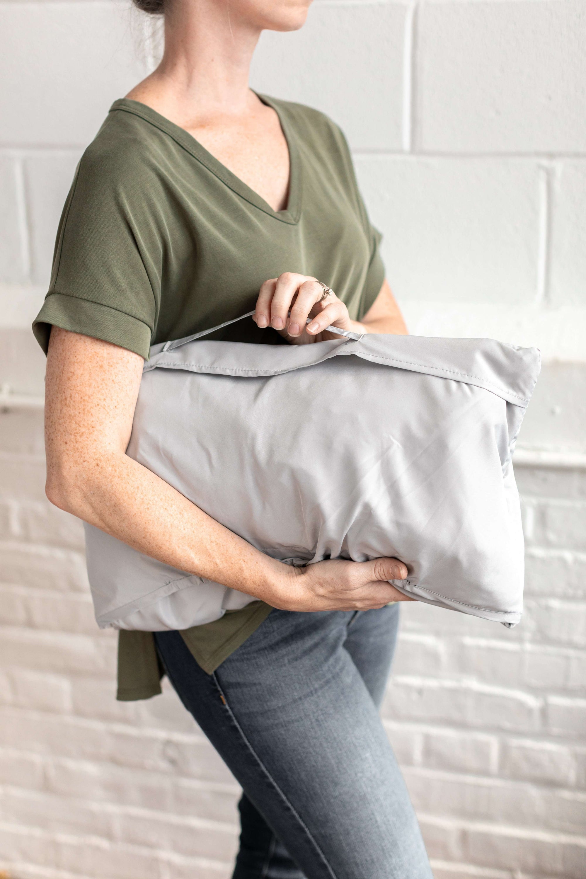 Baby Shopping Cart Cover - Little Arrows Design - light grey folded cover
