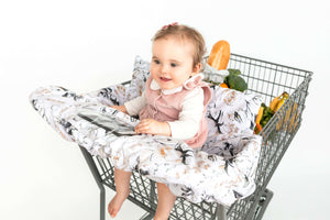 Baby Shopping Cart Cover - Coming Up Roses Beautiful Floral Print - happy baby