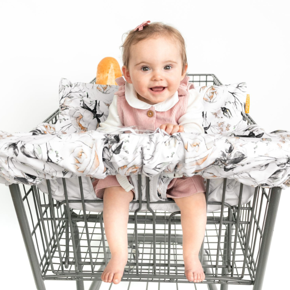 Baby Shopping Cart Cover - Coming Up Roses Beautiful Floral Print