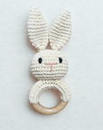Organic Crochet Bunny Rattle – Natural Wood Ring
