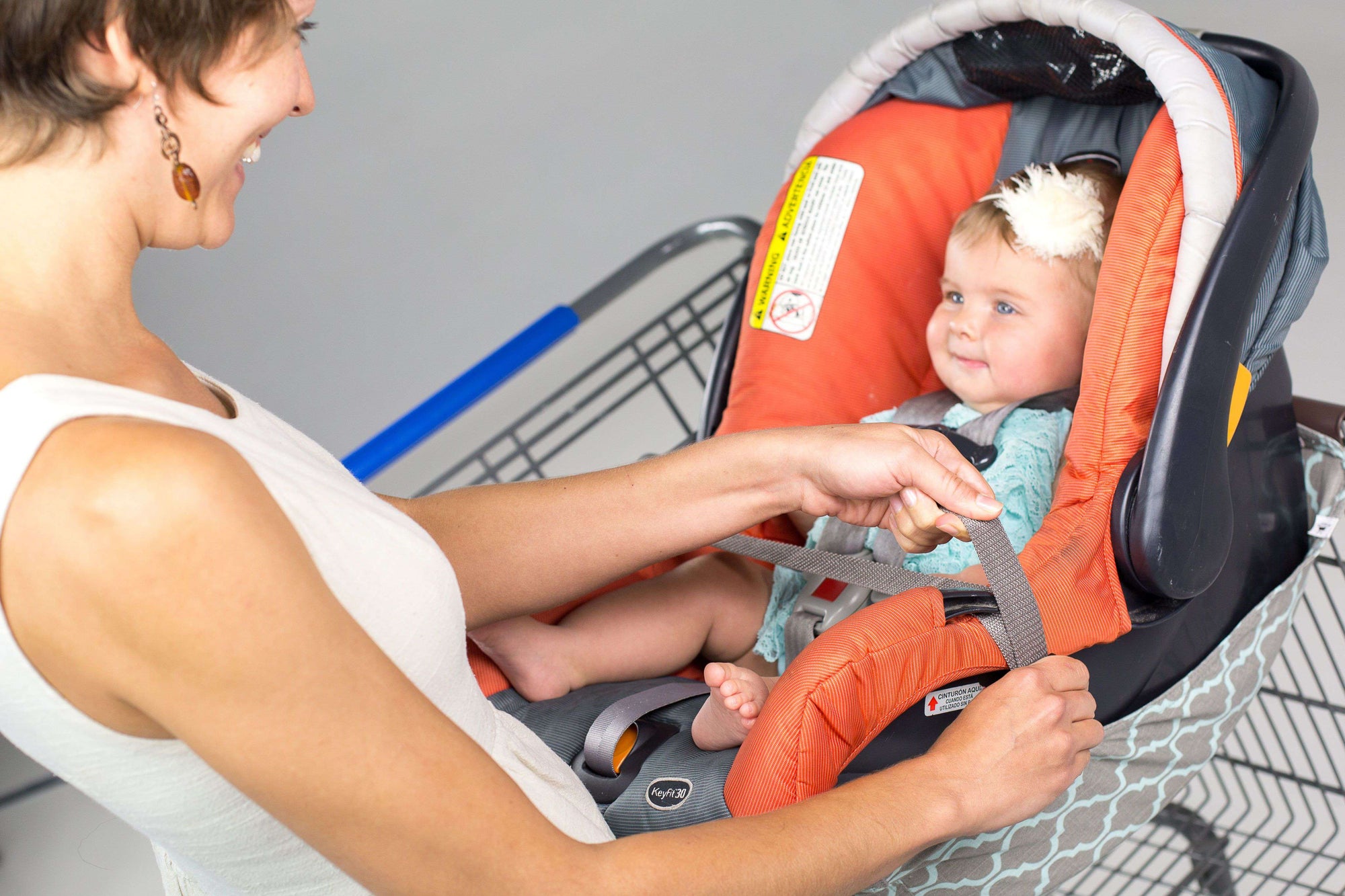 Baby Shopping Cart Hammock - Gray/Aqua