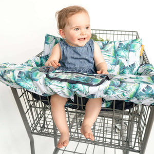 Baby Shopping Cart Cover - Tropical Day Leaf Print - happy baby
