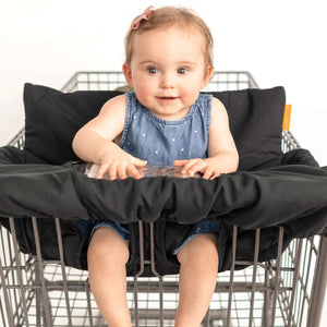 Baby Shopping Cart Cover - Black Fabric - happy baby