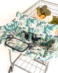 Baby Shopping Cart Cover - Tropical Day Leaf Print - plastic pouch with attached toy rings