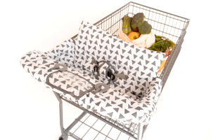 Baby Shopping Cart Cover - Triangles - plastic pouch and attached toy rings