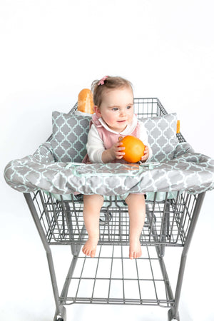 Baby Shopping Cart Cover - Grey/Aqua - happy baby