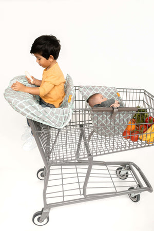 Baby Shopping Cart Cover - Grey/Aqua - cover and hammock with room for groceries