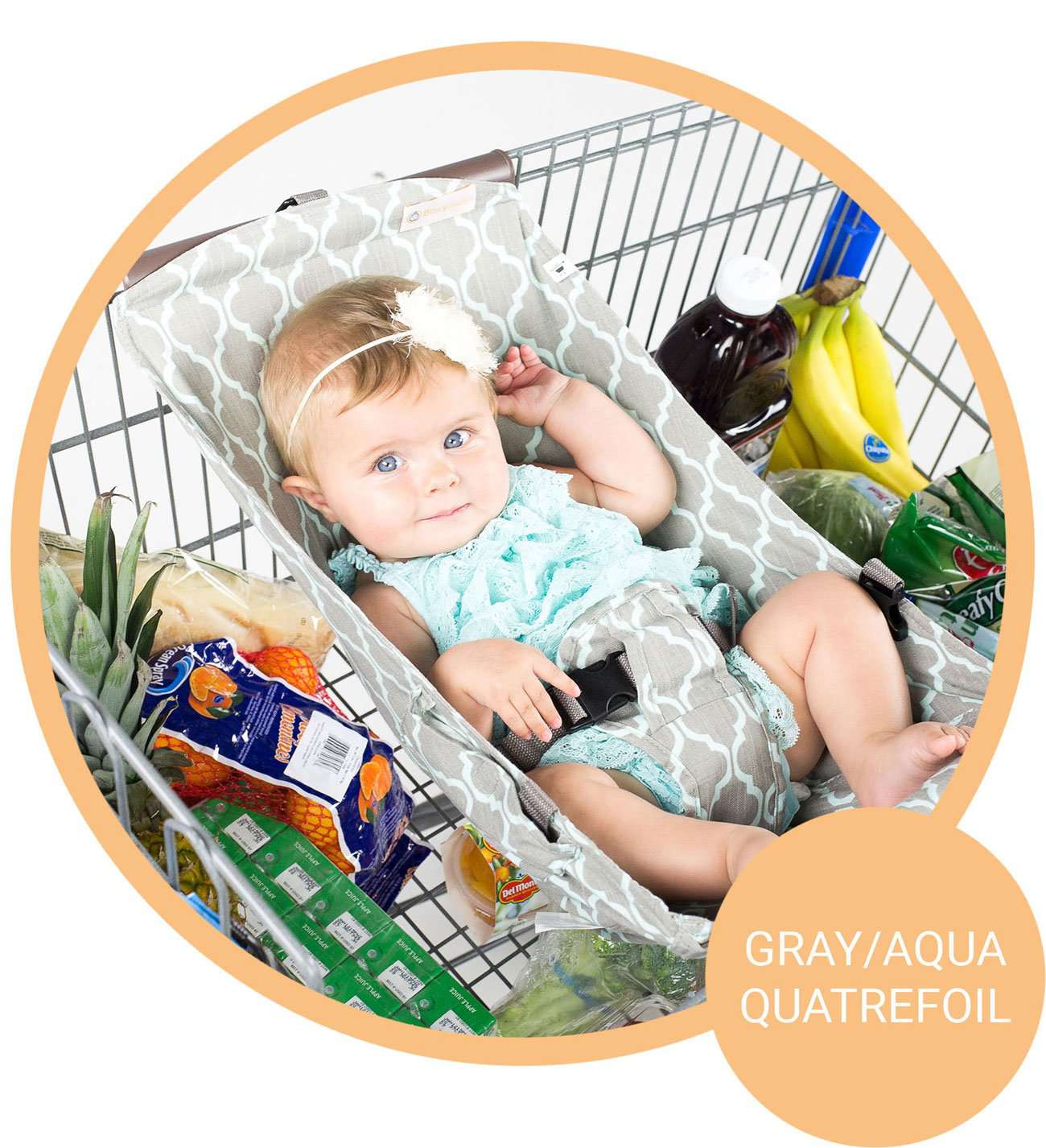 Baby Shopping Cart Hammock - Gray/Aqua