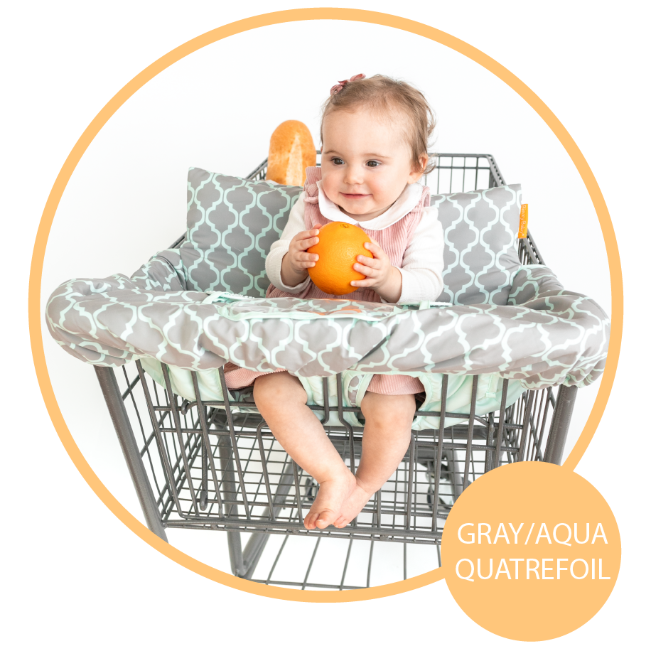 Baby Shopping Cart Cover - Grey/Aqua