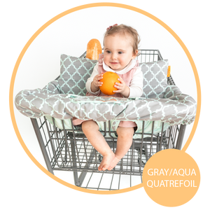 Baby Shopping Cart Cover - Grey/Aqua
